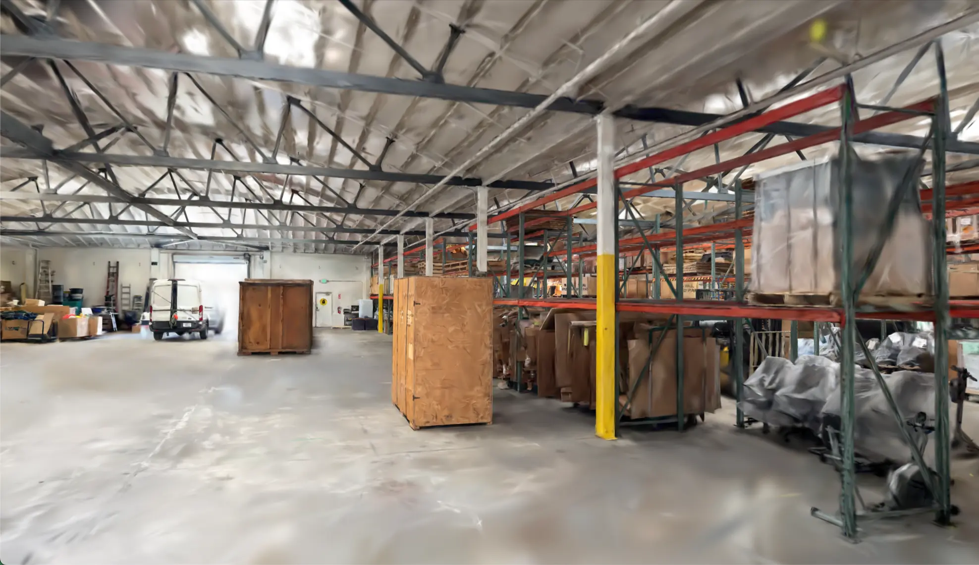 Neural point-cloud reconstruction of a warehouse interior from Claryo's World Model